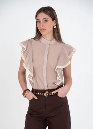 Blusa gasa con volado  - Vista 1