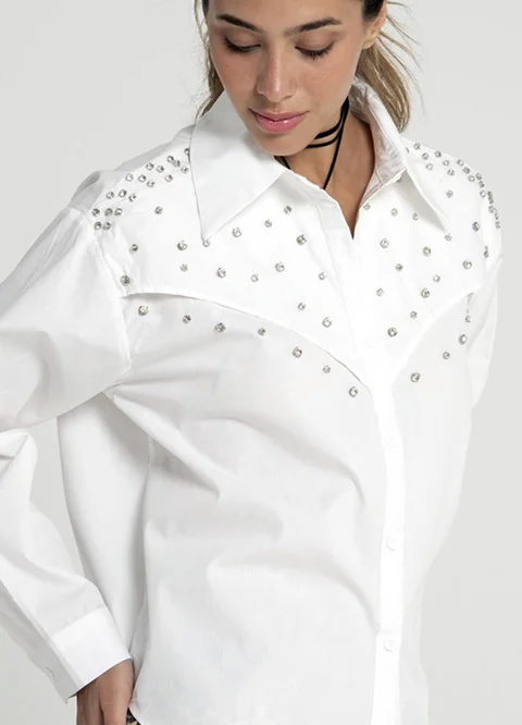 Camisa m/l con piedras 