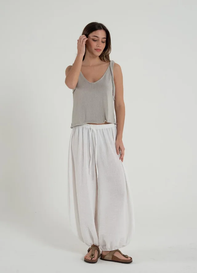 Pantalon balloon lino rustico 