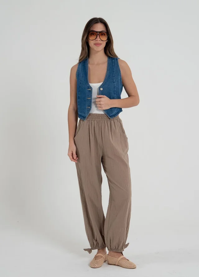 Pantalon balloon gasa con moño