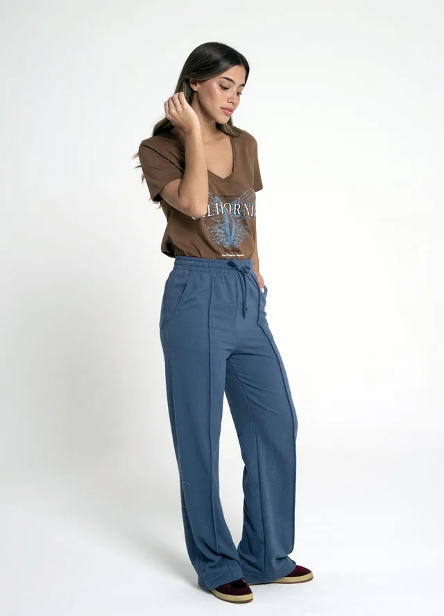 Pantalon tejido rustico con alforza