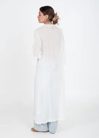 Kimono largo calado con puntillas  - Vista 5