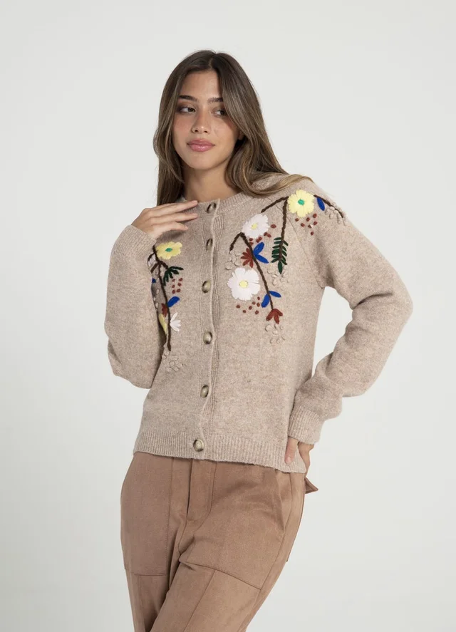 Saco bordado flores de colores 