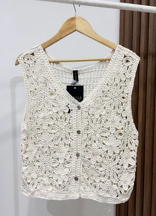 Musculosa tejida c/florcitas y cartera  - Vista 6