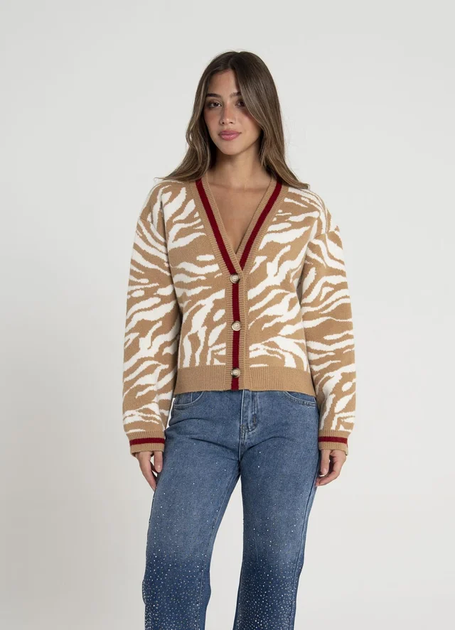 Cardigan cebra combinado 