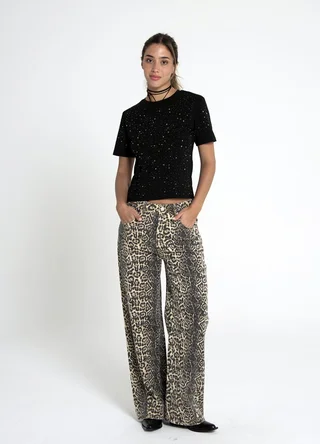 Pantalon denim print  - Vista 1