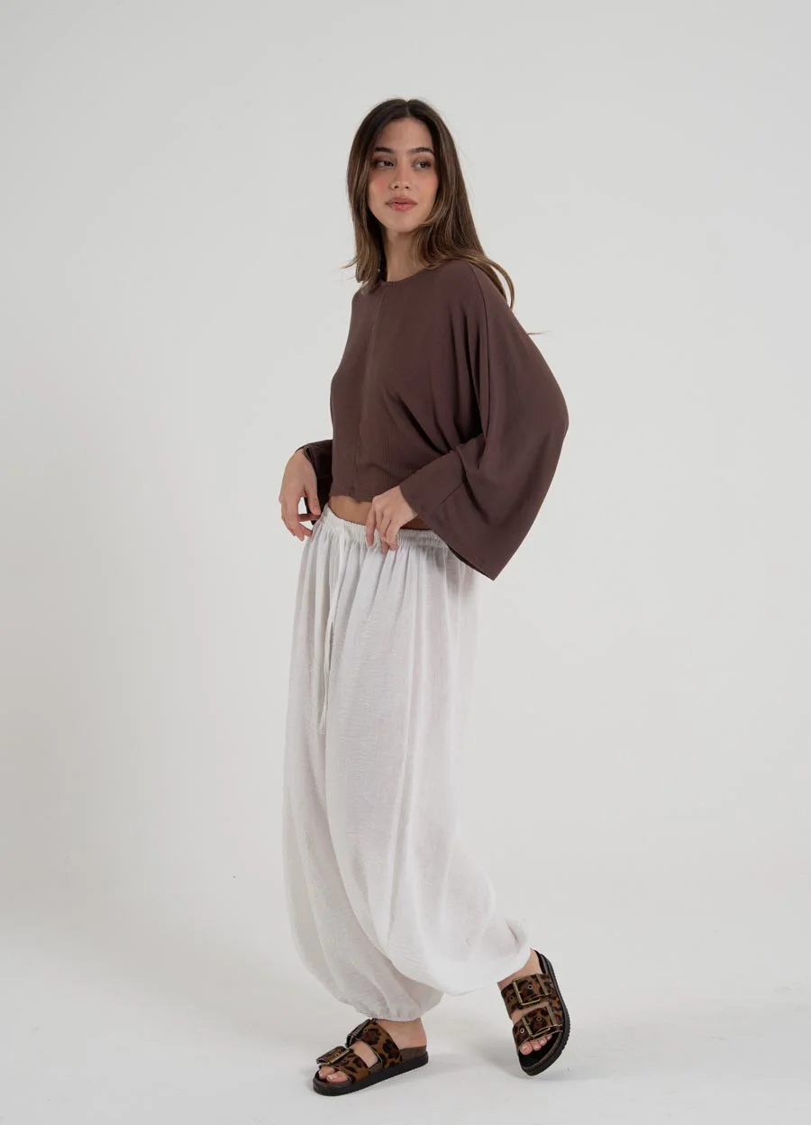 Pantalon balloon lino rustico 