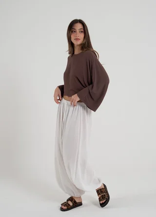 Pantalon balloon lino rustico  - Vista 5