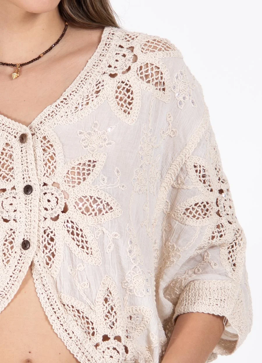 Kimono calado 3 botones