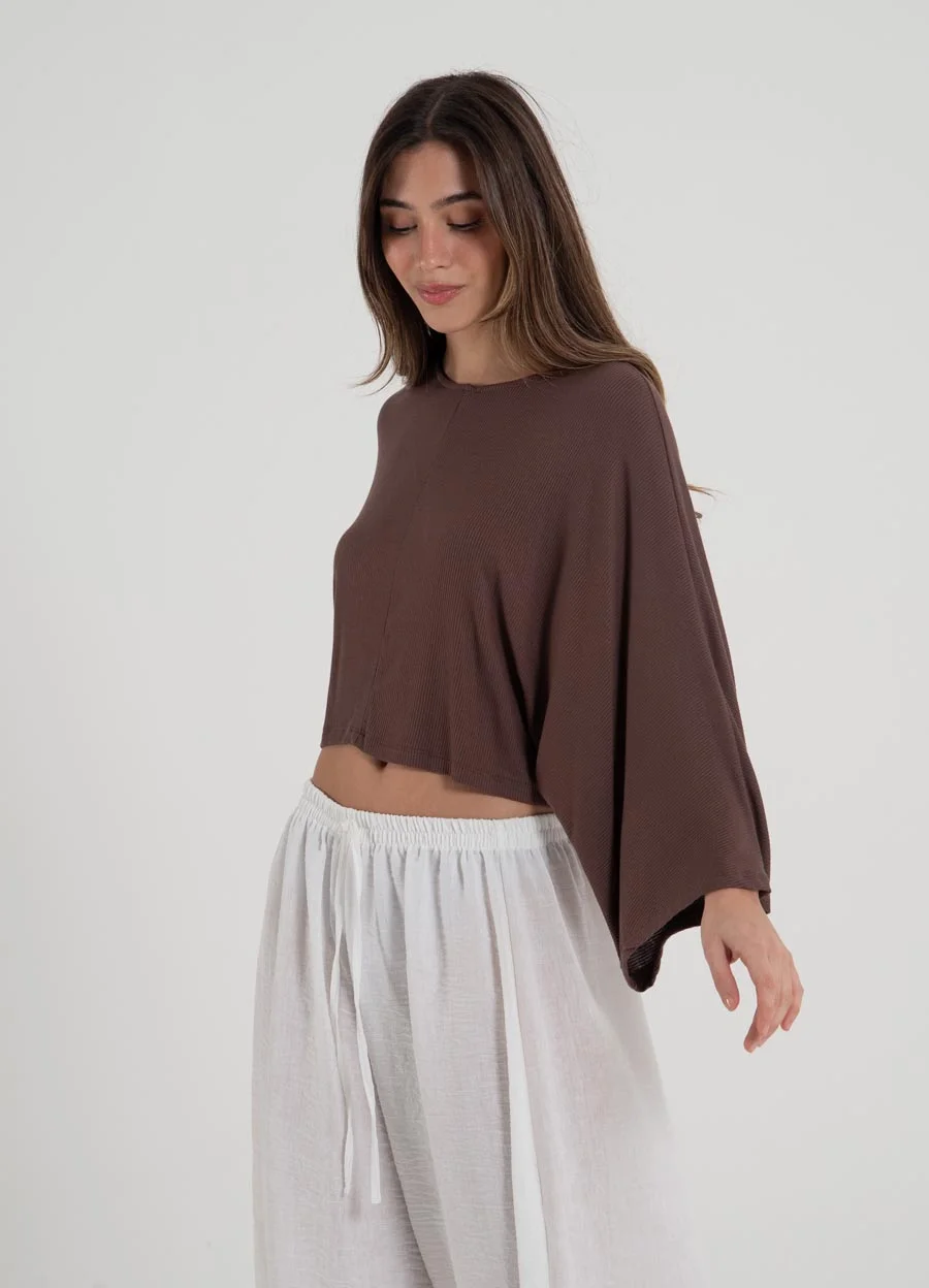 Remera cropp morley fino m/murcielago