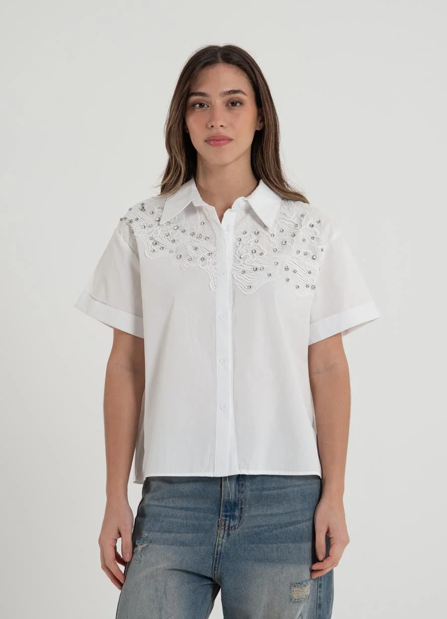 Camisa manga corta con strass
