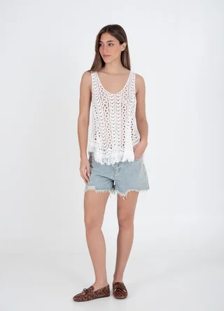 Musculosa tejida con flecos - Vista 6