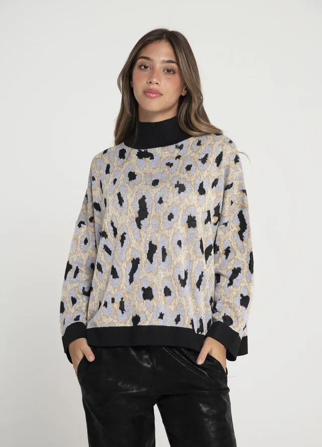Sweater print con puños 