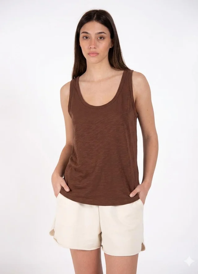 Musculosa flame con bordador 