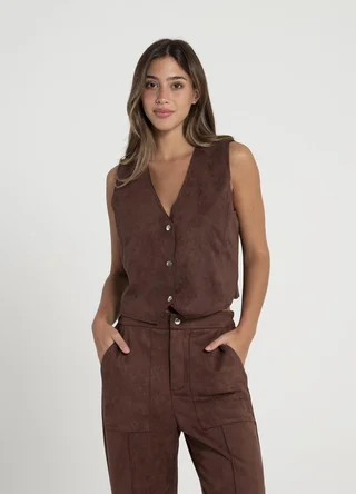 Chaleco gamuza al corte con broches  - Vista 1