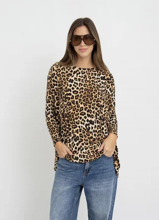 Remera print m/larga con tajito - Vista 1