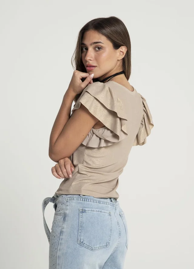 Remera morley lurex con volado en manga 