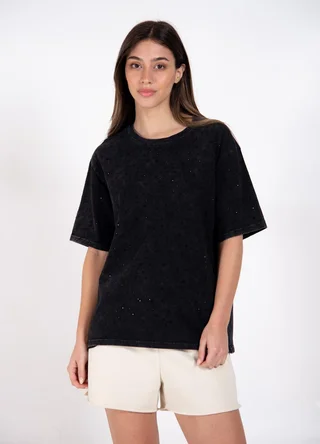 Remeron pre lavado con strass negro  - Vista 3