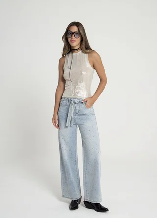 Musculosa metalizada cuello halter  - Vista 2