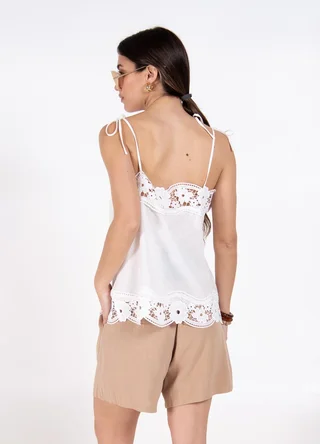 Musculosa broderie con tablas bretel ajustable  - Vista 5
