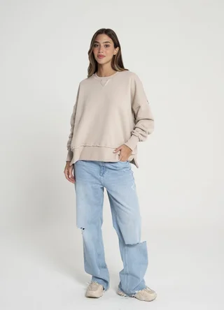 Maxi buzo con frisa con recortes y tajo  - Vista 1