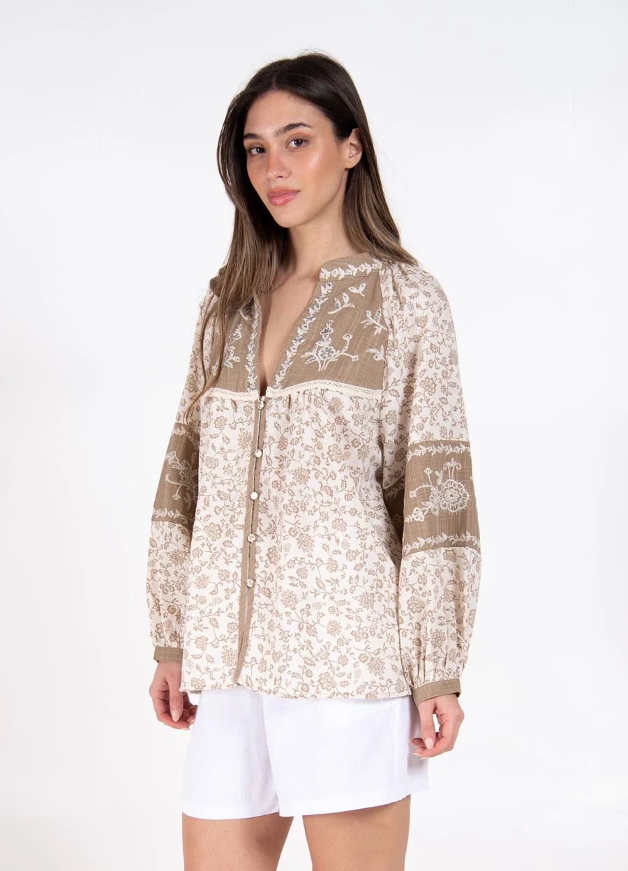 Camisola estampada bohemia 