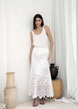 Falda combinada con encaje  - Vista 4