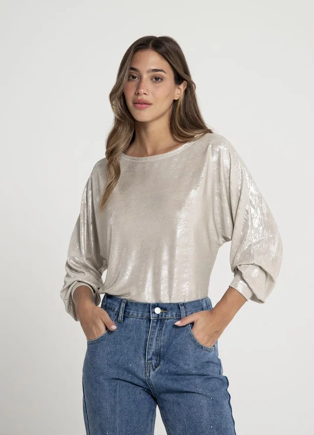 Remera m/l metalizada 