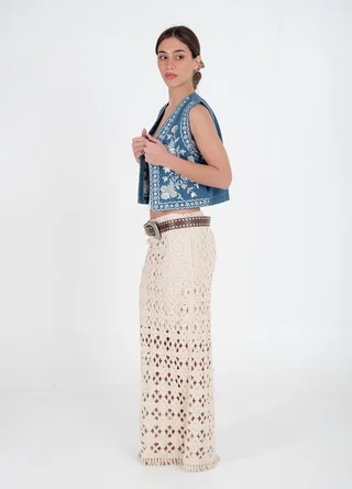 Falda tejida crochet con cierre - Vista 5