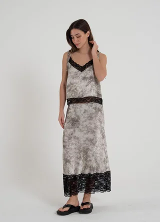Falda midi con puntilla  - Vista 1