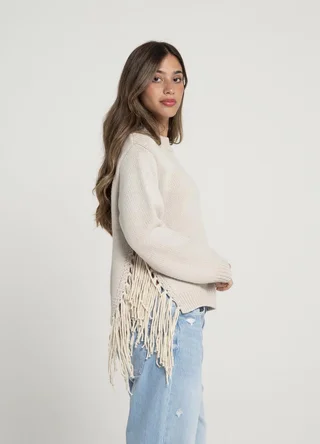 Sweater con flecos laterales  - Vista 1