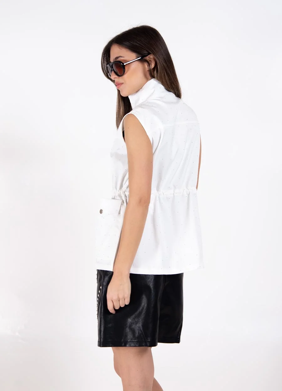 Chaleco cargo con strass 