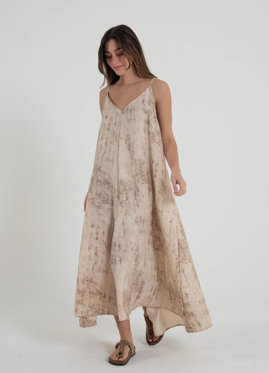 Vestido sedita estampado con lazo 