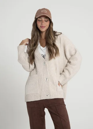 Cardigan lisco con bolsillos  - Vista 1