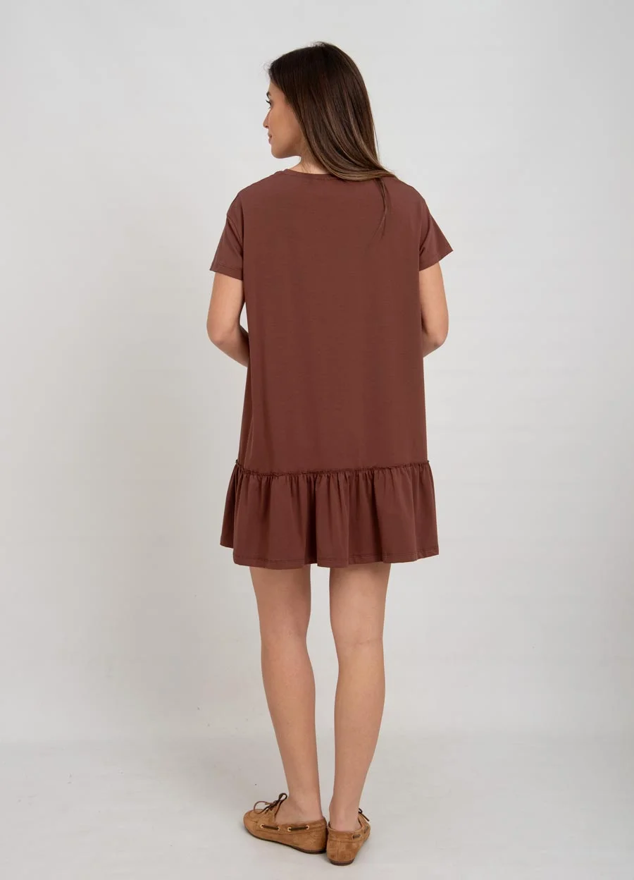 Vestido corto con volado jersey spandex 