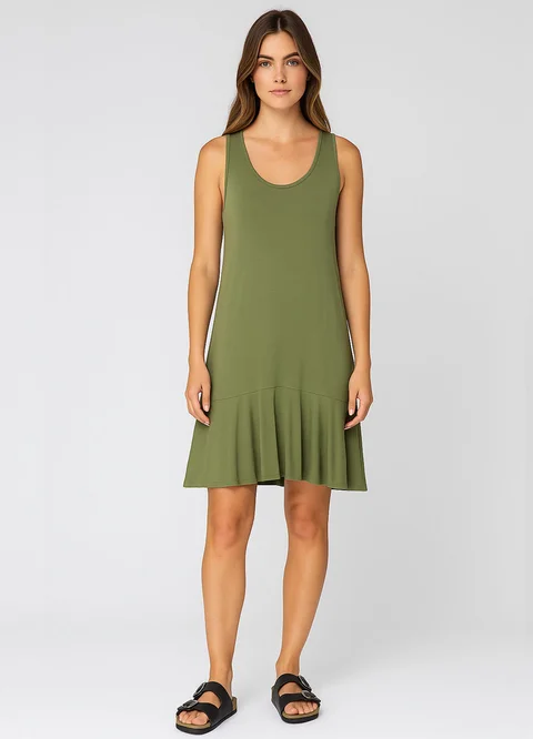 Vestido corto viscosa con gota en espalda 