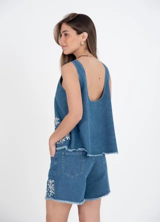 Short denim calado  - Vista 5