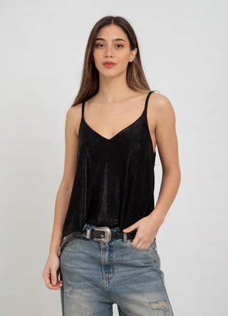 Musculosa bretel fino metalizada tira en espalda - Vista 1