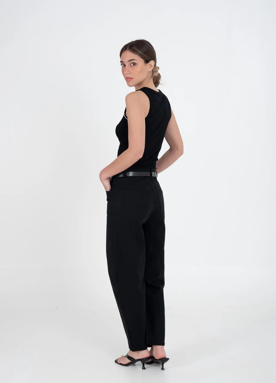 Pantalon barrel de gabardina 
