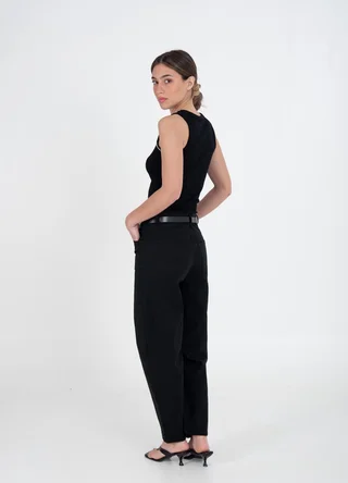 Pantalon barrel de gabardina  - Vista 2