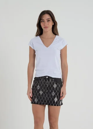 Remera jey spandex escote V con costuras  - Vista 2