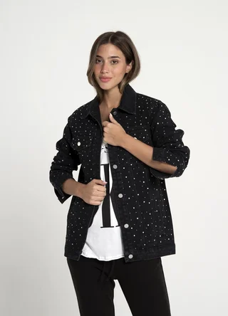 Chaqueta denim con strass gotas  - Vista 1
