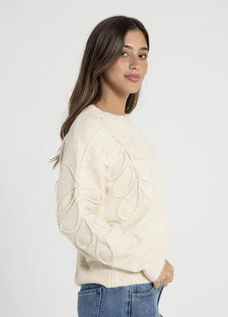 Sweater bordado al tono en manga  - Vista 3