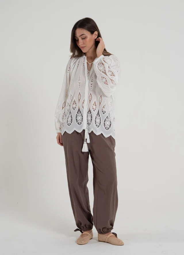 Blusa calada manga bombe 