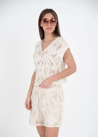 Musculosa tejida arabescos con lentejuelas  - Vista 3