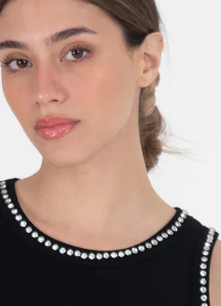Musculosa de morley con piedras en escote  - Vista 3