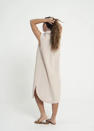 Vestido camisero lino rayado - Vista 3