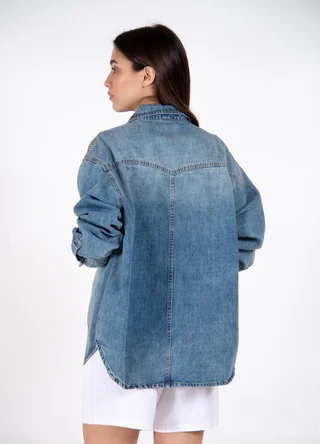 Camisa denim con broche  - Vista 4