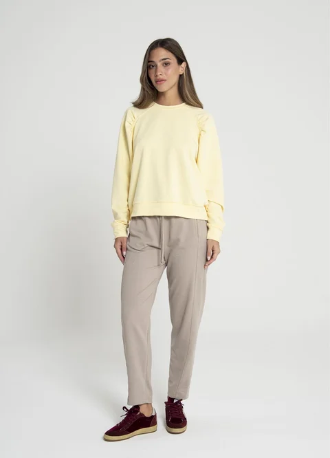 Buzo rustico con spandex y frunce en hombro