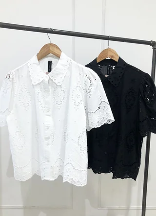 Camisa manga corta broderie  - Vista 5